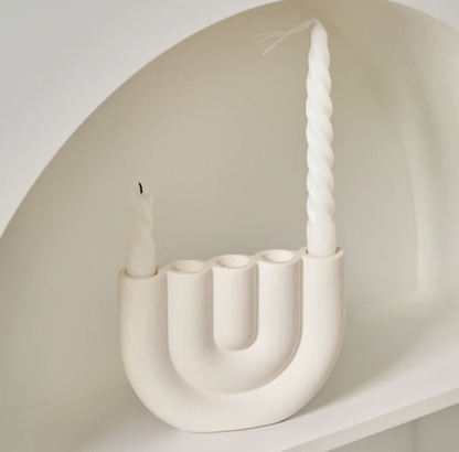 Bougeoir en céramique élégant – Design moderne fait main pour une décoration intérieure élégante – Quatre formes uniques