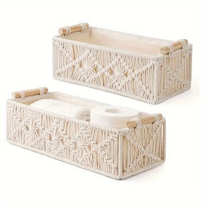 Panier de Rangement Naturel Élégant – Organisateur en Coton Boho pour Chaque Pièce
