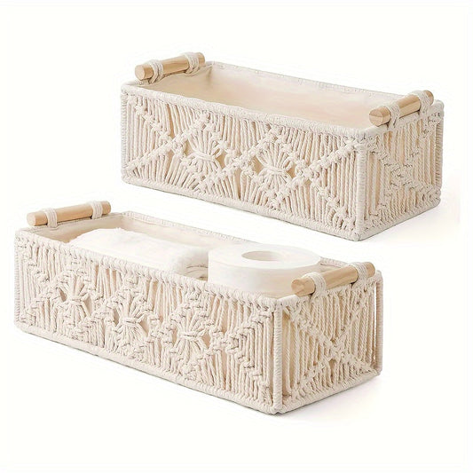 Panier de Rangement Naturel Élégant – Organisateur en Coton Boho pour Chaque Pièce