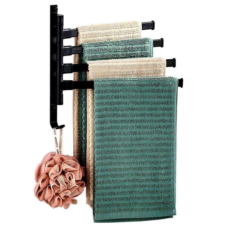 Porte-serviettes Towelly avec 4 bras – Design moderne en métal noir pour la salle de bain et la cuisine
