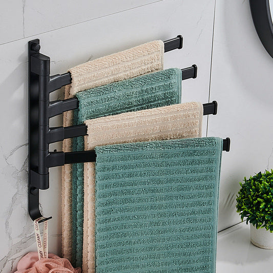 Porte-serviettes Towelly avec 4 bras – Design moderne en métal noir pour la salle de bain et la cuisine