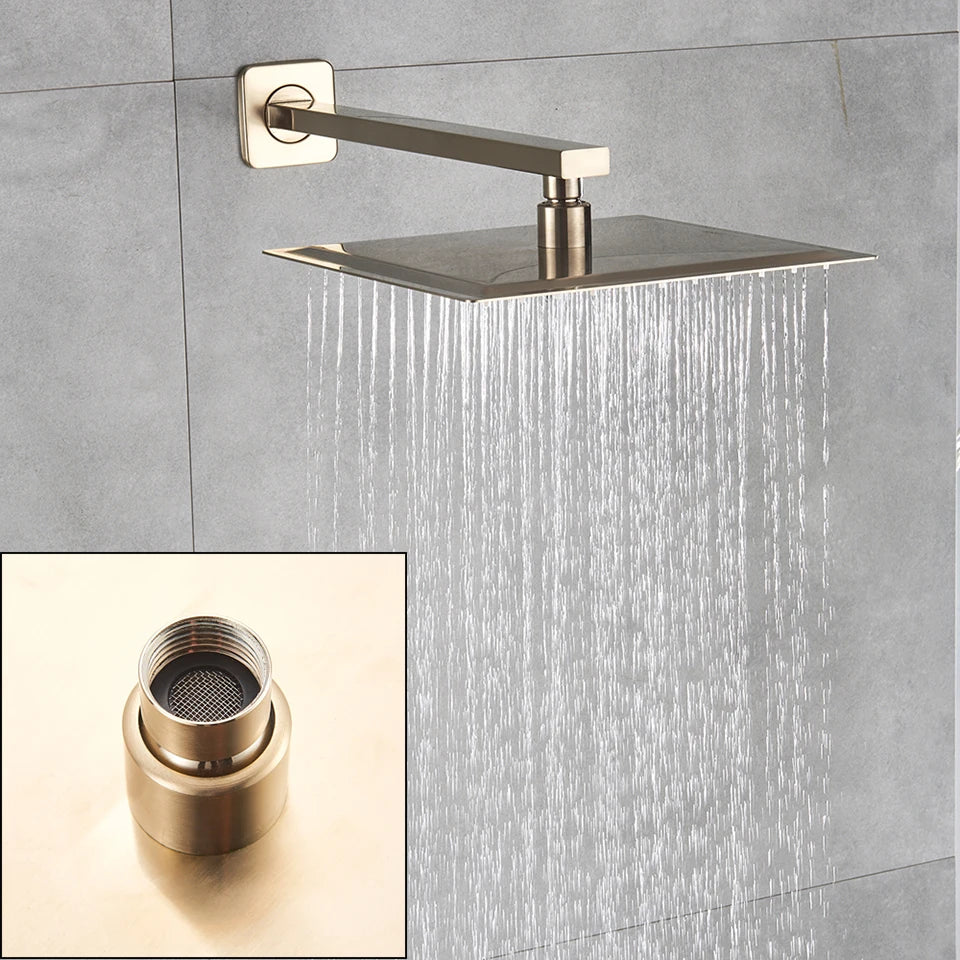 Ultra-Fin Douche Pluviale Dorée – Douche Carrée en Acier Inoxydable Réglable