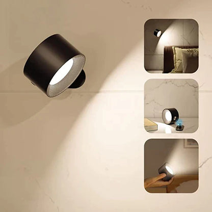 Wandi Applique Murale Rechargeable Sans Fil – Éclairage Réglable à 360° avec Smart-Touch et Charge USB