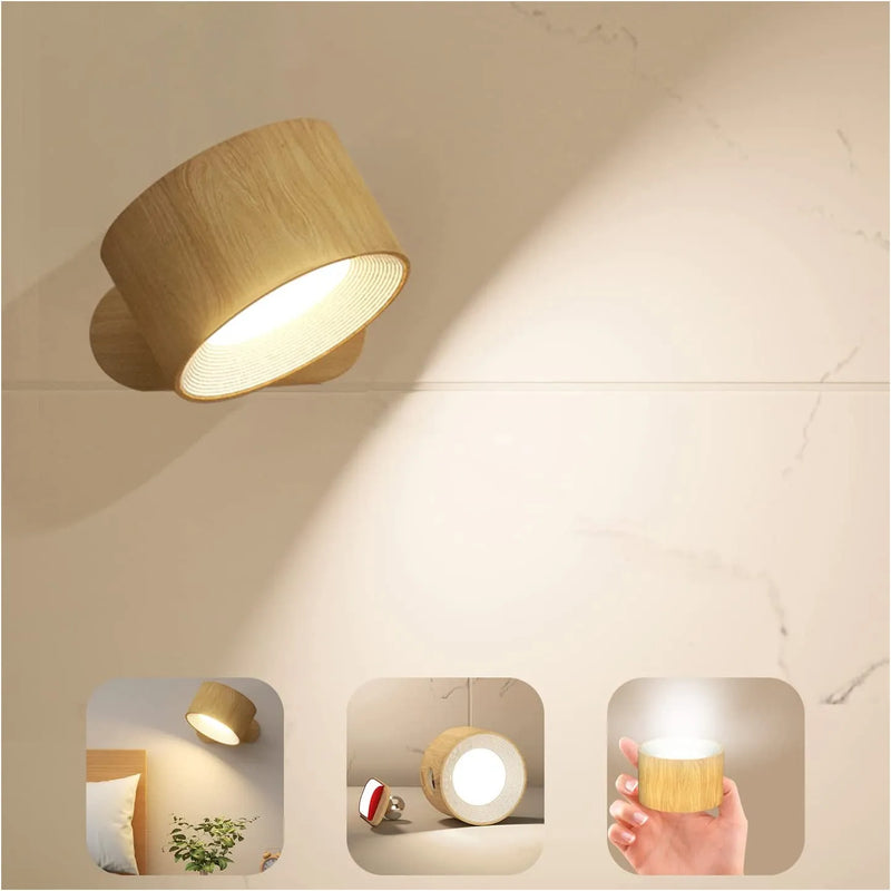 Wandi Applique Murale Rechargeable Sans Fil – Éclairage Réglable à 360° avec Smart-Touch et Charge USB