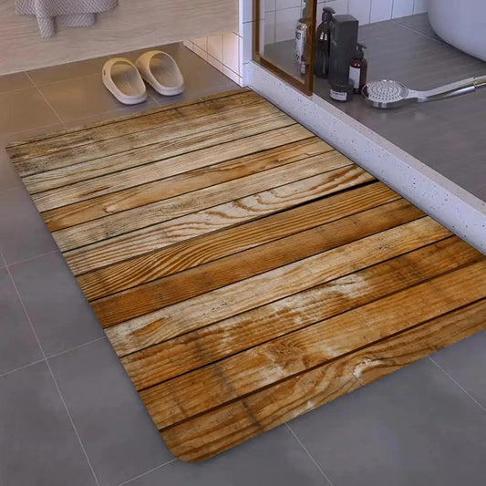 Tapis de sol en PVC imperméable avec motif bois – Élégant et robuste pour l'entrée et la salle de bain