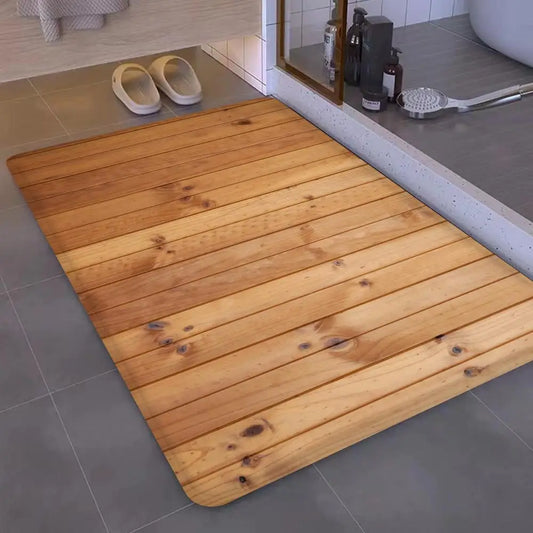 Tapis de sol en PVC imperméable avec motif bois – Élégant et robuste pour l'entrée et la salle de bain