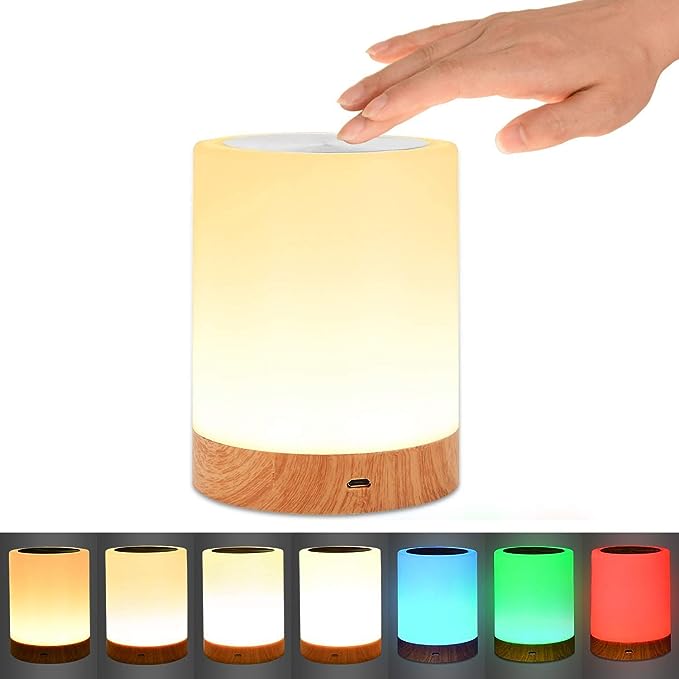 Lampe de nuit LED rechargeable avec contrôle tactile – Lumière d'ambiance dimmable avec modes RGB et blanc chaud