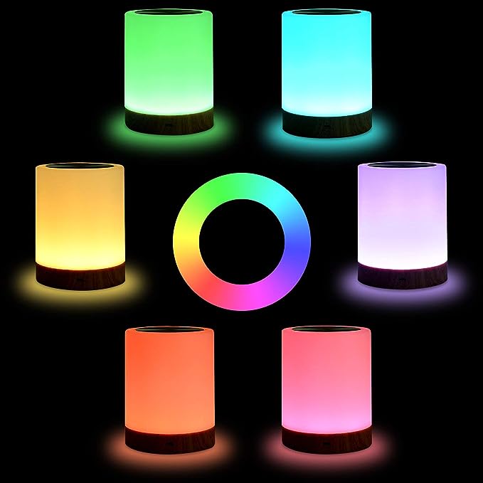 Lampe de nuit LED rechargeable avec contrôle tactile – Lumière d'ambiance dimmable avec modes RGB et blanc chaud