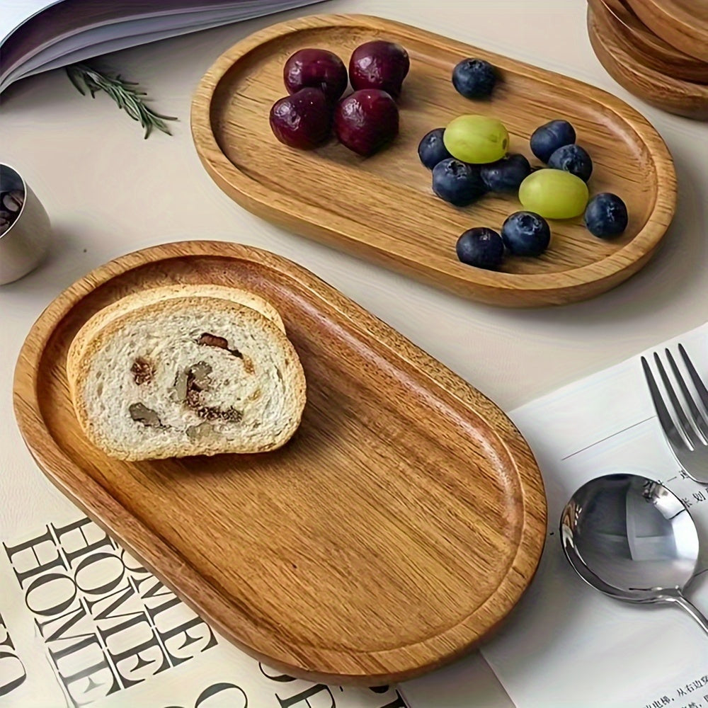Plateau en bois ovale WoodServe pour le petit-déjeuner, les desserts et une utilisation polyvalente