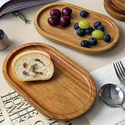 Plateau en bois ovale WoodServe pour le petit-déjeuner, les desserts et une utilisation polyvalente