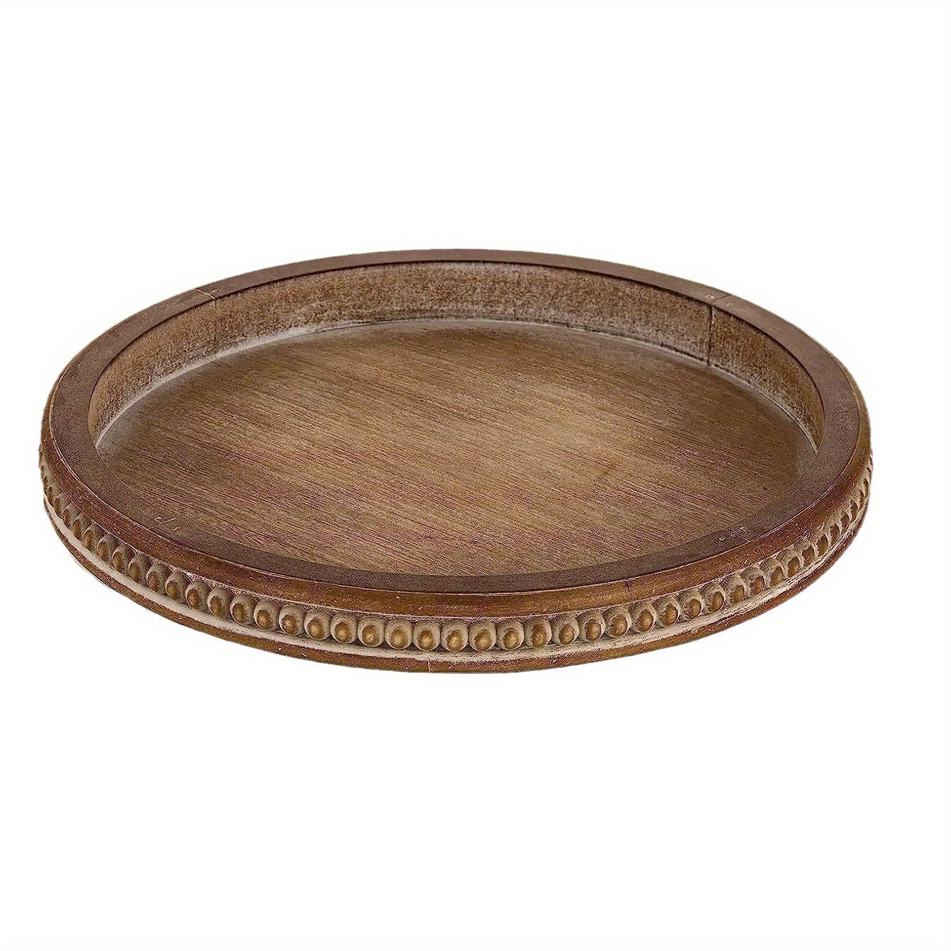 WoodenServe Bol en bois rustique avec bord perlé pour une décoration de table élégante