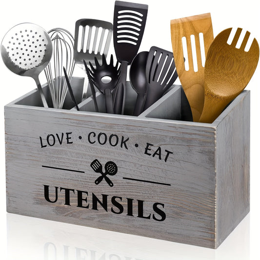 Boîte de rangement en bois élégante pour organiser couverts et ustensiles