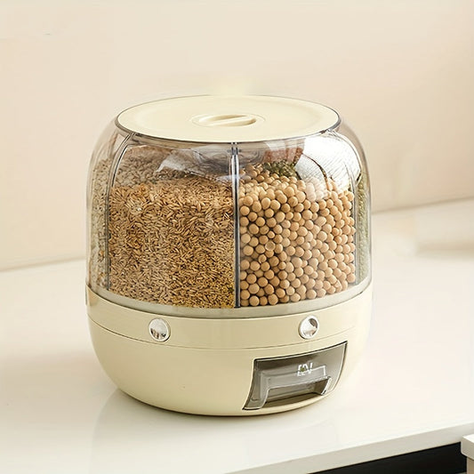 Boîte de rangement rotative pour céréales – Protection contre l'humidité et les insectes avec plusieurs compartiments