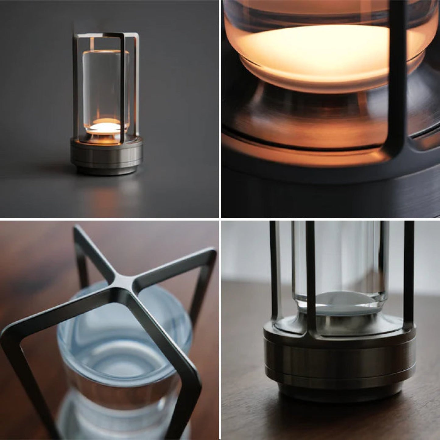 Lampe de table LED rechargeable moderne au style rétro – Design en aluminium portable