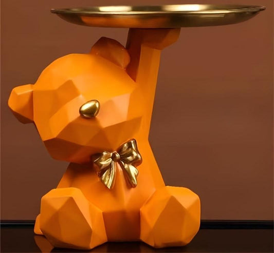 HappyBear Plateau Décoratif – Organisateur Ludique en Résine pour Chaque Espace