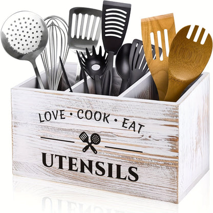 Boîte de rangement en bois élégante pour organiser couverts et ustensiles