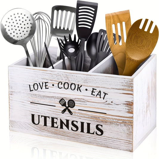 Boîte de rangement en bois élégante pour organiser couverts et ustensiles
