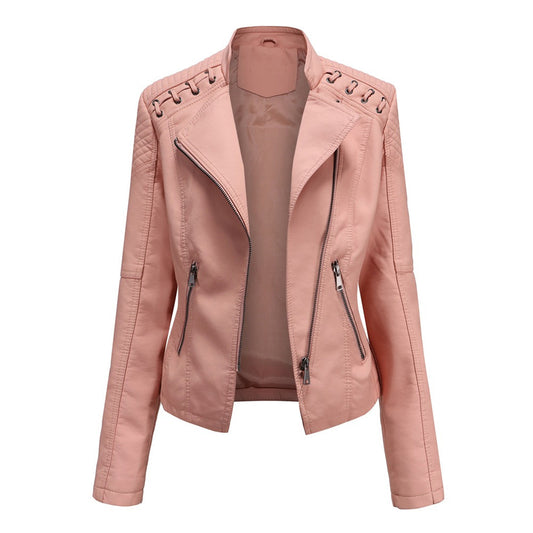 Veste de motard pour femmes en cuir imitation - look détendu et cool pour chaque saison
