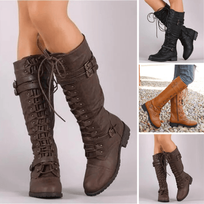 Bottes Retro Chic à Talon pour Femmes