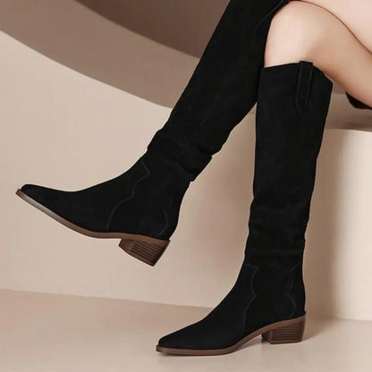 Bottes Vintage en Daim avec Volants pour Femmes