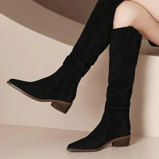 Bottes Vintage en Daim avec Volants pour Femmes
