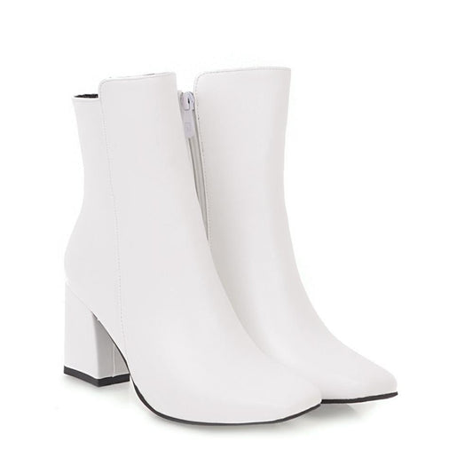 Bottines Élégantes à Talons Hauts en Rouge pour Femmes