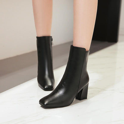 Bottines Élégantes à Talons Hauts en Rouge pour Femmes