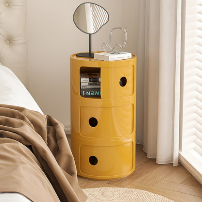 Table de nuit ronde moderne avec rangement multicouche – Parfaite pour la chambre à coucher et le salon