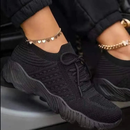 Chaussures Confortables à Lacets en Maille pour Femmes