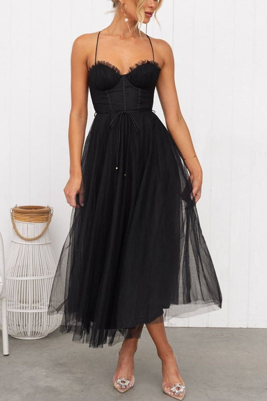 Chic Maxikleid à Bretelles pour Femmes