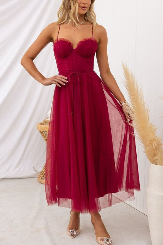 Chic Maxikleid à Bretelles pour Femmes