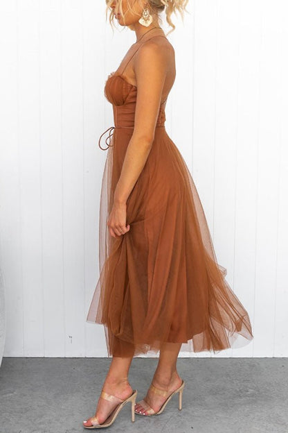 Chic Maxikleid à Bretelles pour Femmes