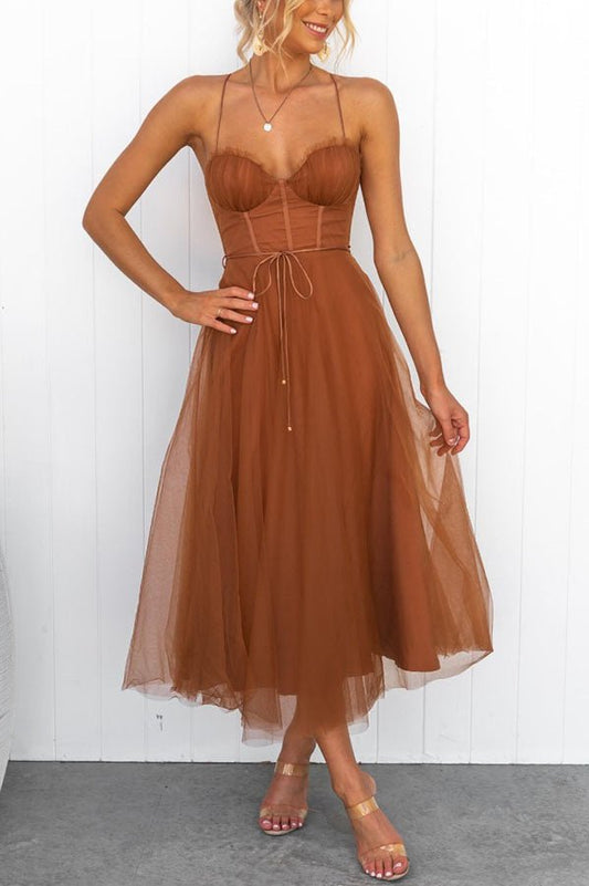 Chic Maxikleid à Bretelles pour Femmes