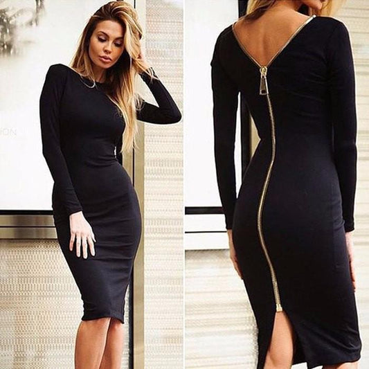 Chic Robe Crayon à Manches Longues pour Femmes