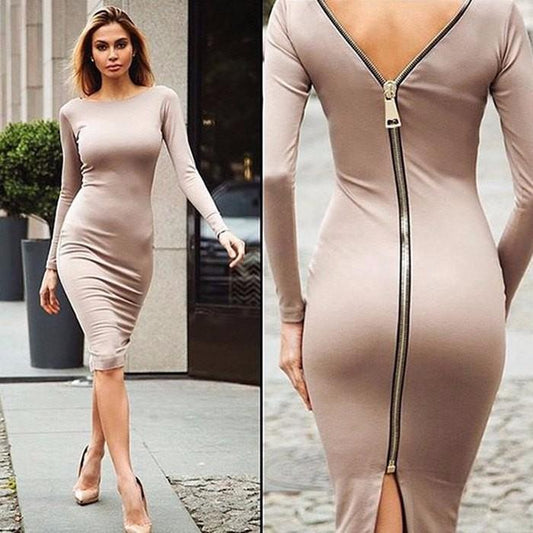 Chic Robe Crayon à Manches Longues pour Femmes