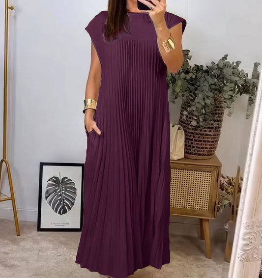 Chic Robe Plissée Sans Manches pour Femmes