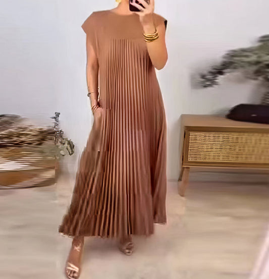 Chic Robe Plissée Sans Manches pour Femmes