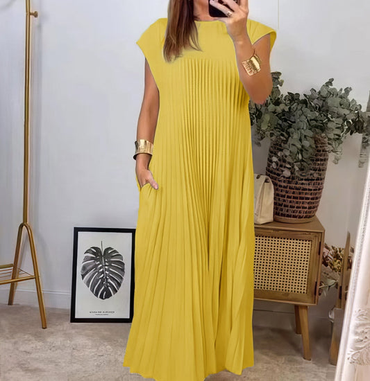 Chic Robe Plissée Sans Manches pour Femmes