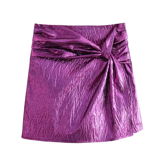 Variant image for Jupe Short Femme Chic avec Détails de Nœud, Taille Moyenne, Élégante et Polyvalente pour Printemps Été-5