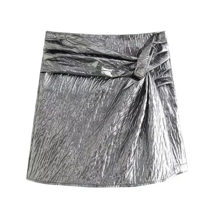 Variant image for Jupe Short Femme Chic avec Détails de Nœud, Taille Moyenne, Élégante et Polyvalente pour Printemps Été-1