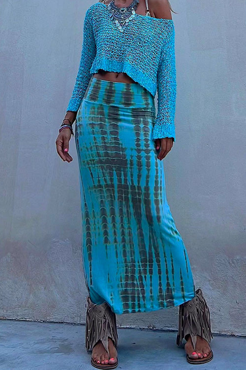 Variant image for Jupe Longue Femme Taille Haute Boho Colorée en Tissu Doux 100% Coton-1