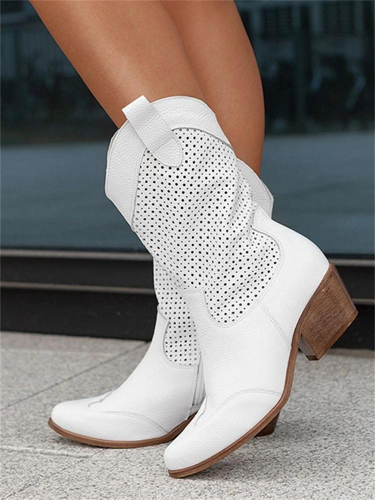Variant image for Bottes Femme Cowboy Élégantes en Cuir Synthétique - Confort et Style Western-19