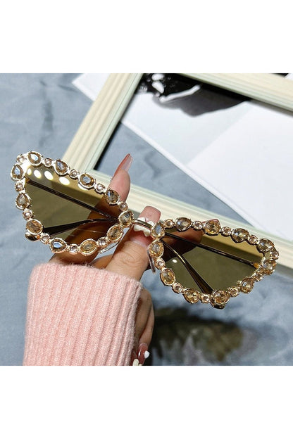 Lunettes de soleil œil de chat en cristal