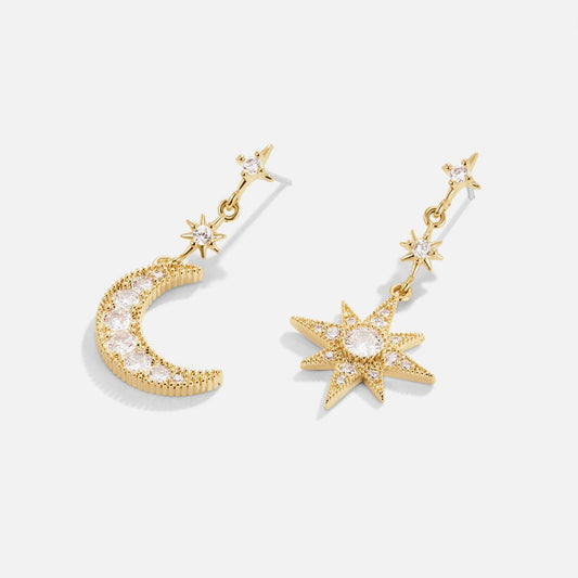 Boucles d'oreilles Lune et Étoiles en Cristal