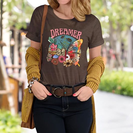 T-shirt pour femmes avec imprimé «rêveur» et conception graphique