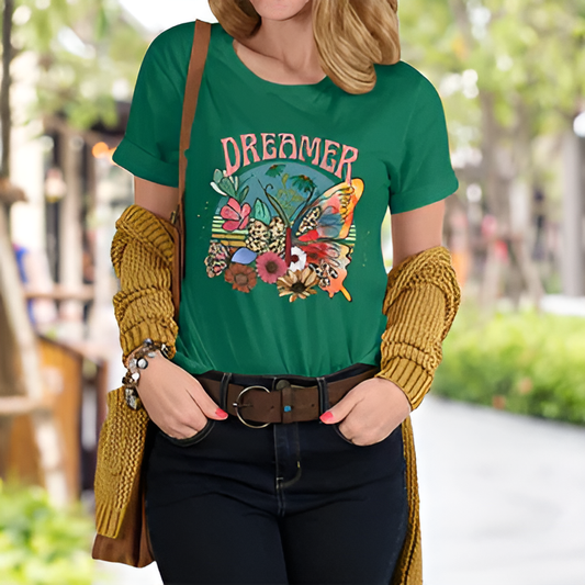 T-shirt pour femmes avec imprimé «rêveur» et conception graphique