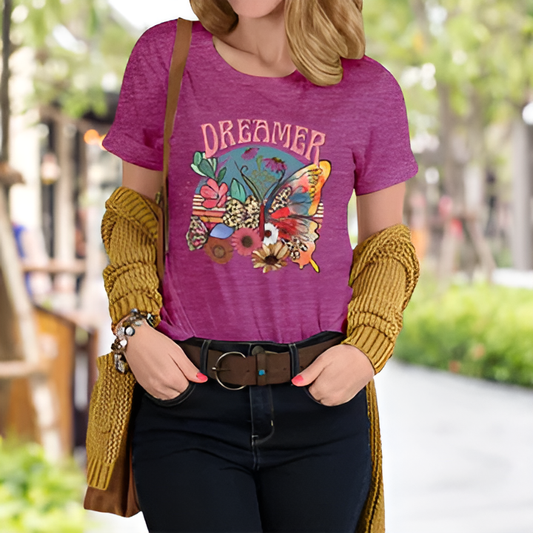 T-shirt pour femmes avec imprimé «rêveur» et conception graphique