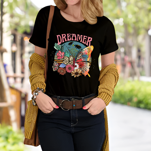 T-shirt pour femmes avec imprimé «rêveur» et conception graphique