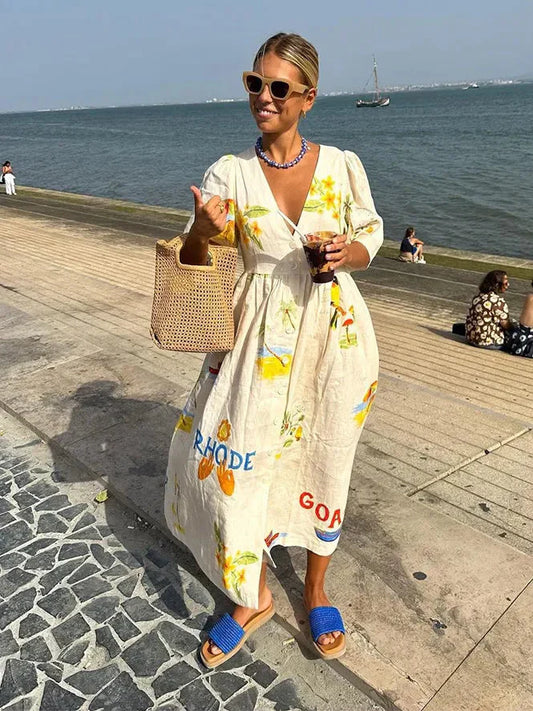 Xara - robe midi en lin élégant