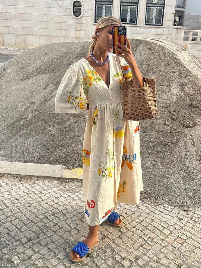 Xara - robe midi en lin élégant